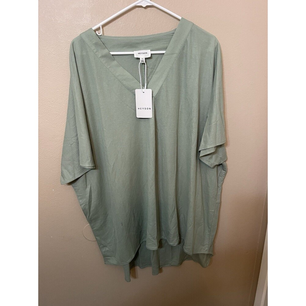 Heyson Plus Size Tunic Top Women’s Size 3X Sage Green Soft Rayon Blend NWT